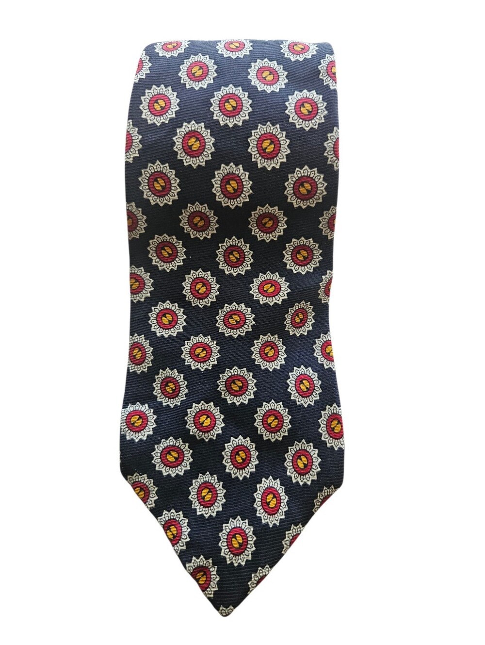 Polo Ralph Lauren Mens Blue Geometric Pattern Silk Necktie